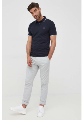 Boss Orange Тениска с яка BOSS Boss Casual мъжки в тъмносиньо с изчистен дизайн - Pepit.bg