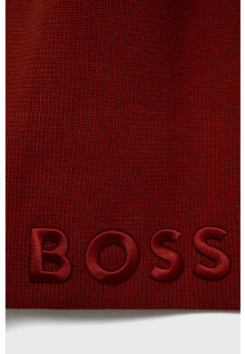 Boss Вълнен шал Lyaran в червено с изчистен дизайн - Pepit.bg