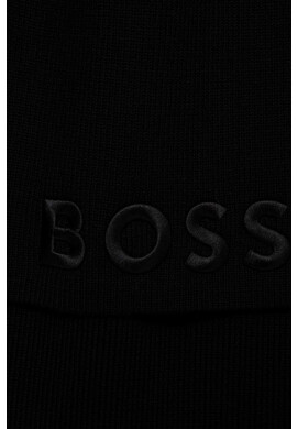 Boss Вълнен шал Lyaran в черно с изчистен дизайн - Pepit.bg