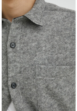 Bruuns Bazaar Вълнена риза Wool Reeves мъжка в сиво със стандартна кройка с класическа яка - Pepit.bg