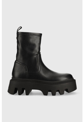 Buffalo Боти Flora Sockboot в черно с платформа - Pepit.bg