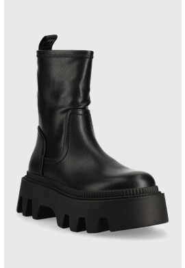 Buffalo Боти Flora Sockboot в черно с платформа - Pepit.bg