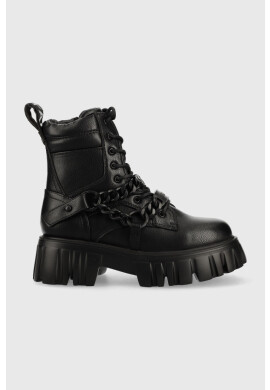 Buffalo Кубинки Lion Mid Chain в черно с равна подметка 1270080.BLK - Pepit.bg