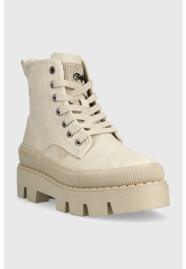 Buffalo Кубинки Raven Laceup Hi в бежово с платформа - Pepit.bg