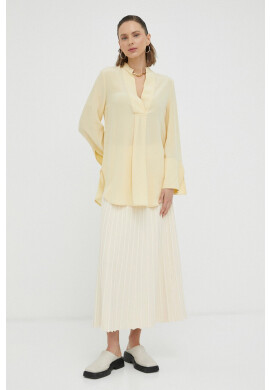 By Malene Birger Копринена блуза в жълто с изчистен дизайн - Pepit.bg