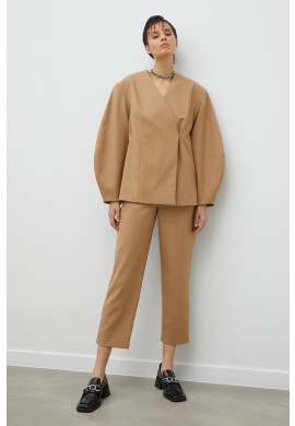 By Malene Birger Панталони в бежово със стандартна кройка с висока талия - Pepit.bg