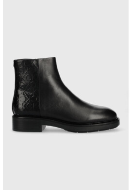 Calvin Klein Боти Rubber Sole Ankle Boot в черно с равна подметка - Pepit.bg