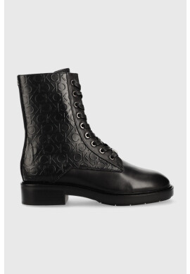 Calvin Klein Боти Rubber Sole Combat Boot в черно с равна подметка - Pepit.bg