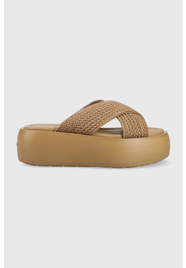 Calvin Klein Чехли BUBBLE SLIDE - WOVEN в бежово с платформа HW0HW01468 - Pepit.bg