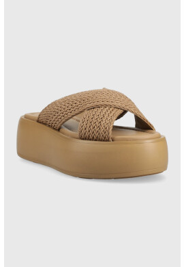 Calvin Klein Чехли BUBBLE SLIDE - WOVEN в бежово с платформа HW0HW01468 - Pepit.bg