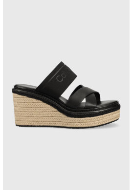 Calvin Klein Чехли WEDGE 50HH - HE в черно със скосена платформа HW0HW01498 - Pepit.bg