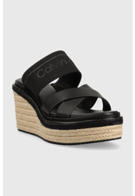 Calvin Klein Чехли WEDGE 50HH - HE в черно със скосена платформа HW0HW01498 - Pepit.bg