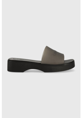 Calvin Klein Чехли WEDGE SLIDE - TRANSP в черно с платформа HW0HW01514 - Pepit.bg