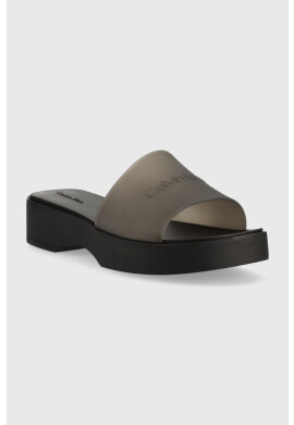 Calvin Klein Чехли WEDGE SLIDE - TRANSP в черно с платформа HW0HW01514 - Pepit.bg