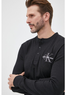 Calvin Klein Jeans Блуза с дълги ръкави дамски в черно с ниско поло - Pepit.bg