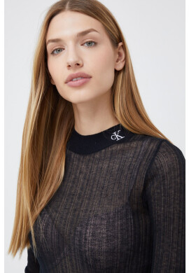 Calvin Klein Jeans Блуза с дълги ръкави в оранжево с поло - Pepit.bg