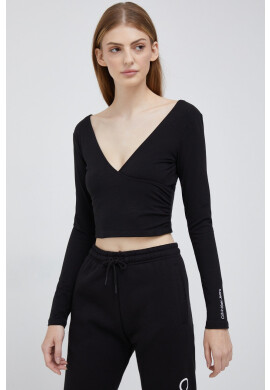 Calvin Klein Jeans Блуза с дълги ръкави в черно - Pepit.bg