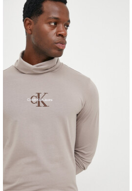 Calvin Klein Jeans Блуза с дълги ръкави в бежово с апликация - Pepit.bg