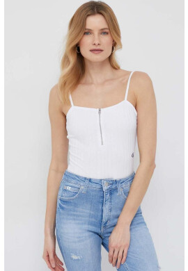 Calvin Klein Jeans Боди дамско в бяло - Pepit.bg