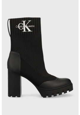 Calvin Klein Jeans Боти Platform Boot Sock в черно с висок ток - Pepit.bg