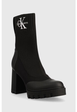 Calvin Klein Jeans Боти Platform Boot Sock в черно с висок ток - Pepit.bg