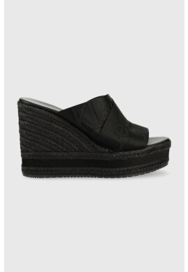 Calvin Klein Jeans Чехли WEDGE SANDAL WEBBING в черно със скосена платформа YW0YW00961 - Pepit.bg