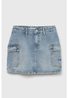 Calvin Klein Jeans Детска дънкова пола в синьо къс модел със стандартна кройка - Pepit.bg
