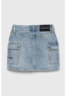 Calvin Klein Jeans Детска дънкова пола в синьо къс модел със стандартна кройка - Pepit.bg