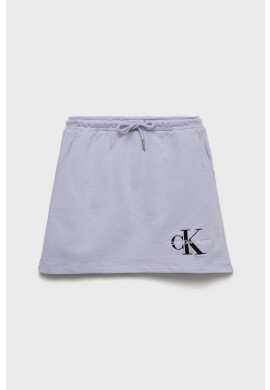 Calvin Klein Jeans Детска памучна пола в лилаво къс модел със стандартна кройка - Pepit.bg
