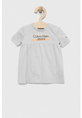 Calvin Klein Jeans Детска рокля в сиво къс модел разкроен модел - Pepit.bg