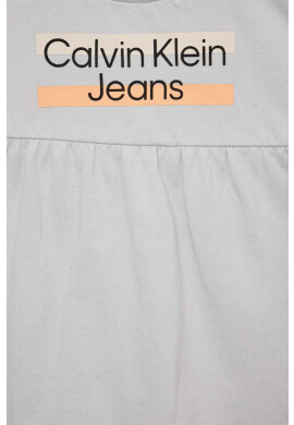 Calvin Klein Jeans Детска рокля в сиво къс модел разкроен модел - Pepit.bg