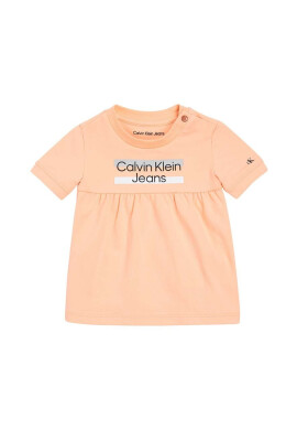 Calvin Klein Jeans Детска рокля в оранжево къс модел разкроен модел - Pepit.bg