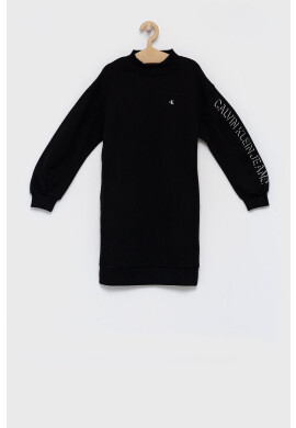 Calvin Klein Jeans Детска рокля в черно среднодълъг модел със стандартна кройка - Pepit.bg