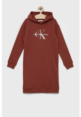 Calvin Klein Jeans Детска рокля в оранжево среднодълъг модел със стандартна кройка - Pepit.bg