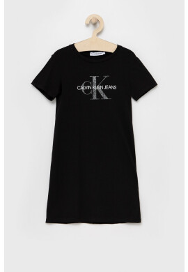 Calvin Klein Jeans Детска рокля в черно къс модел със стандартна кройка - Pepit.bg