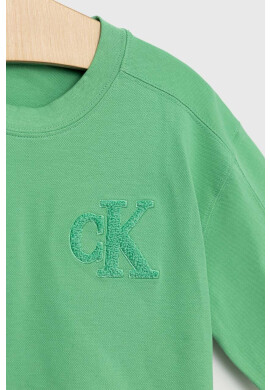 Calvin Klein Jeans Детска тениска в зелено с апликация - Pepit.bg