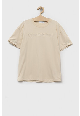 Calvin Klein Jeans Детска тениска в бежово с апликация - Pepit.bg