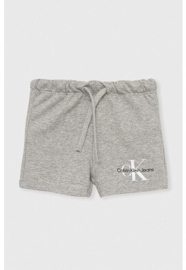 Calvin Klein Jeans Детски къси панталони в сиво с принт с регулируема талия - Pepit.bg