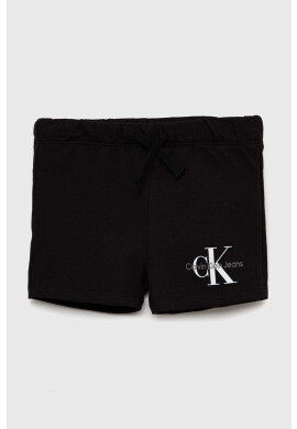 Calvin Klein Jeans Детски къси панталони в черно с принт с регулируема талия - Pepit.bg