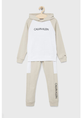 Calvin Klein Jeans Детски памучен анцуг в бежово - Pepit.bg