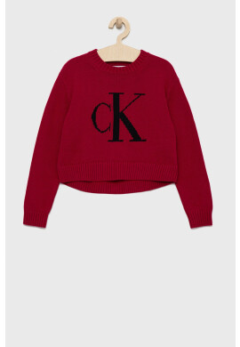 Calvin Klein Jeans Детски памучен пуловер в розово от лека материя - Pepit.bg