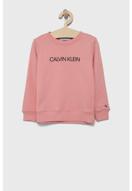 Calvin Klein Jeans Детски памучен суичър в розово с принт - Pepit.bg