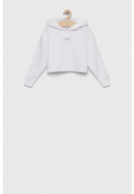 Calvin Klein Jeans Детски суичър в бяло с качулка с принт - Pepit.bg