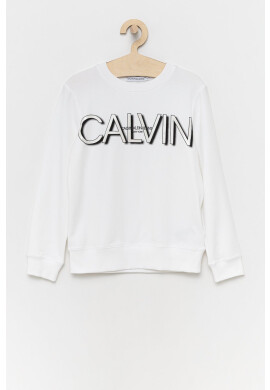 Calvin Klein Jeans Детски суичър в бяло с принт - Pepit.bg