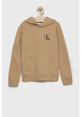Calvin Klein Jeans Детски суичър в бежово с принт - Pepit.bg
