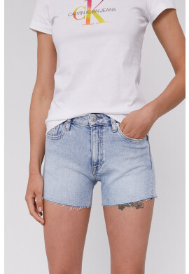 Calvin Klein Jeans Дънкови къси панталони в бяло с изчистен дизайн с висока талия - Pepit.bg