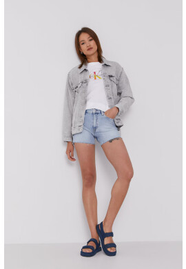 Calvin Klein Jeans Дънкови къси панталони в бяло с изчистен дизайн с висока талия - Pepit.bg