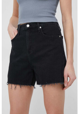 Calvin Klein Jeans Дънкови къси панталони в черно с изчистен дизайн с висока талия - Pepit.bg