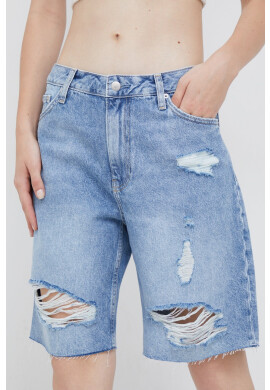 Calvin Klein Jeans Дънкови къси панталони в синьо с десен с висока талия - Pepit.bg