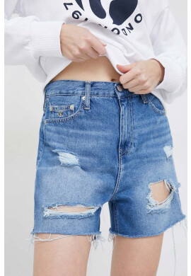 Calvin Klein Jeans Дънкови къси панталони в синьо с изчистен дизайн с висока талия - Pepit.bg